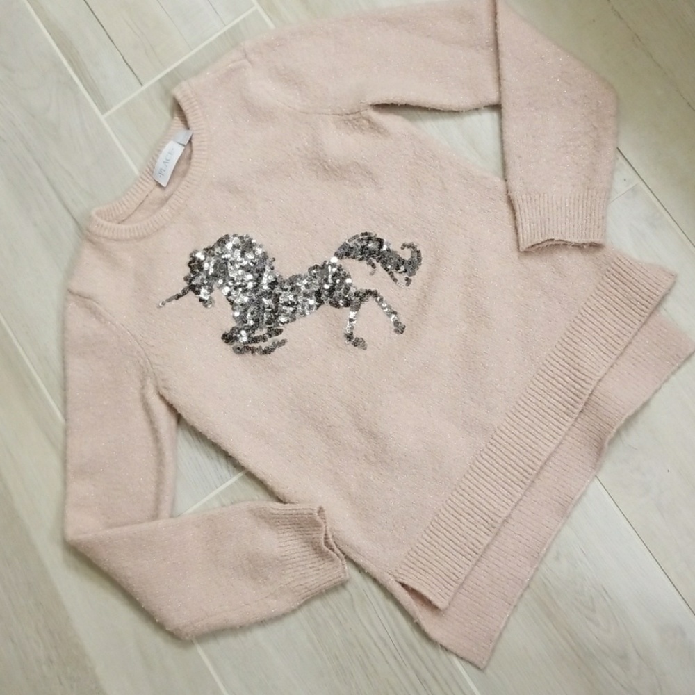 Sequin unicorn cozy pink sweater